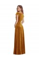 Sheath V-Neck Stretch Velvet Long Gold Prom Dress Canada