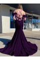 Sheath V-Neck Velvet Sequins Court Train Plum Purple Velvet Sequin Prom Dress Canada