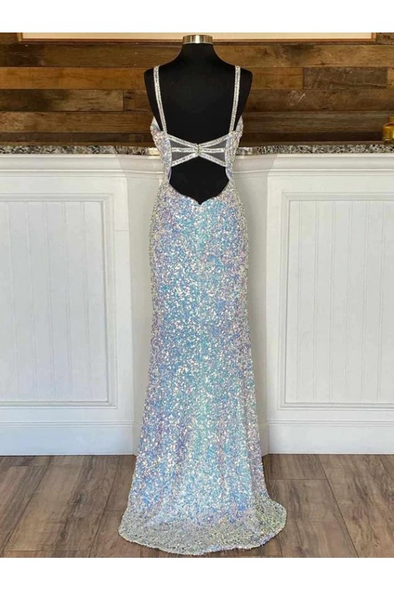 Sheath V-Neck Velvet Sequins Sweep Train Velvet Sequin Prom Dress Canada