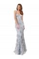 Mermaid High Neck Stretch Crepe & Sequin Tulle Long Silver Prom Dress Canada