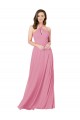 A-Line Halter Neck Soft Chiffon Long Skin Pink Prom Dress Canada