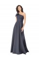 A-Line One Shoulder Satin Long Slate Grey Prom Dress Canada