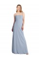 A-Line Square Neck Stretch Crepe Long Smoke Blue Prom Dress Canada