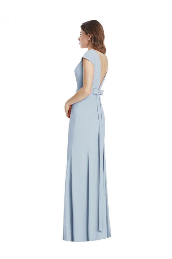 Trumpet Bateau Neck Stretch Crepe Long Light Sky Blue Prom Dress Canada