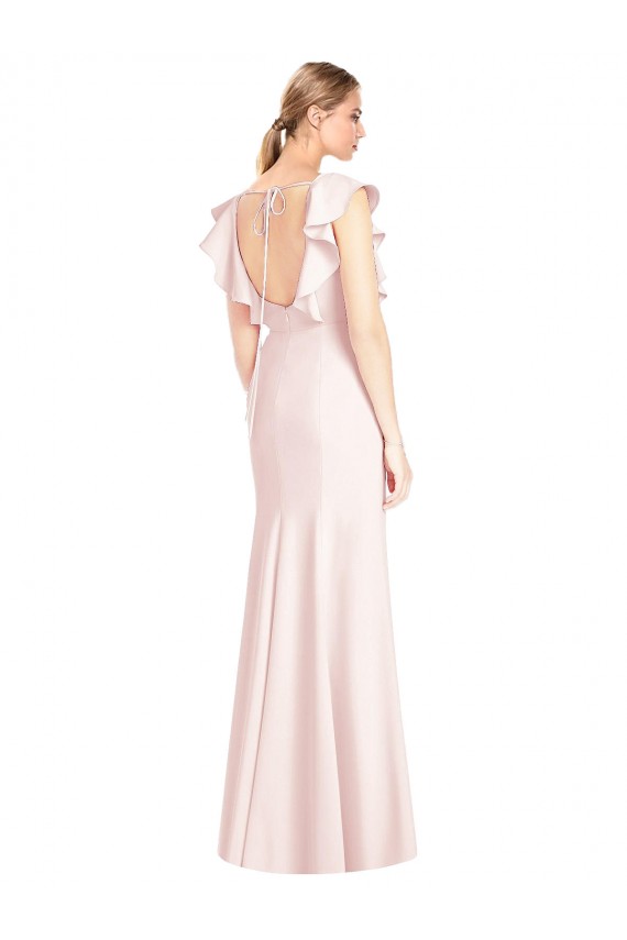 Trumpet Bateau Neck Stretch Crepe Long Pink Prom Dress Canada