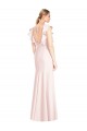 Trumpet Bateau Neck Stretch Crepe Long Pink Prom Dress Canada