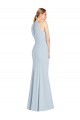 Trumpet Halter Neck Crepe Long Light Sky Blue Sleeveless Prom Party Dress Canada