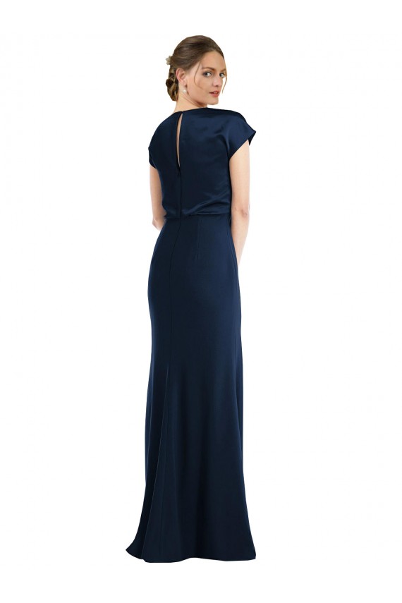 Trumpet Off the Shoulder Stretch Crepe Long Dark Navy Prom Dress Canada
