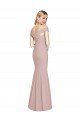 Trumpet Off the Shoulder Stretch Crepe Long Dusty Pink Prom Dress Canada