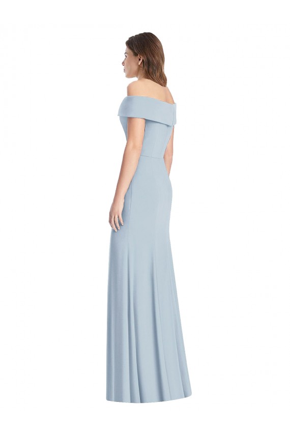 Trumpet Off the Shoulder Stretch Crepe Long Light Sky Blue Sleeveless Prom Party Dress Canada