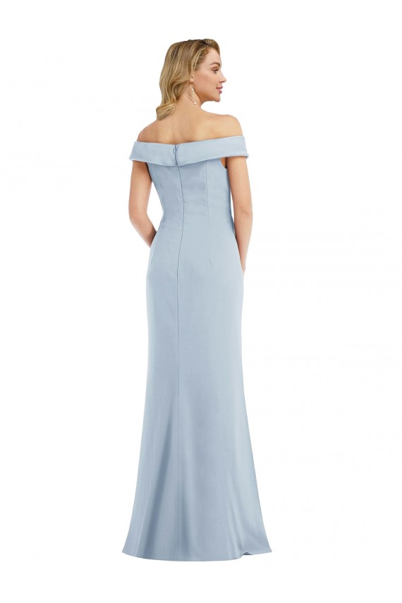 Trumpet Off the Shoulder Stretch Crepe Long Light Sky Blue Prom Dress Canada