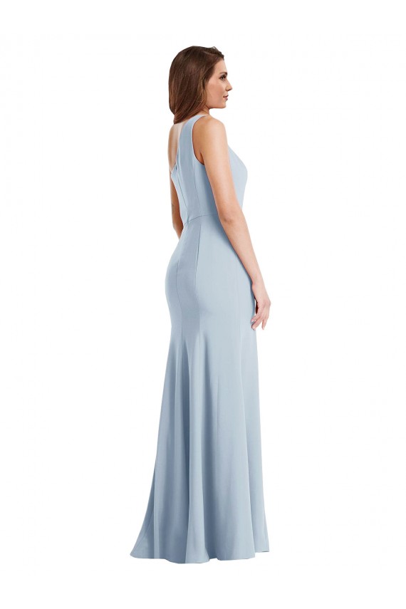Trumpet One Shoulder Stretch Crepe Long Light Sky Blue Sleeveless Prom Dress Canada