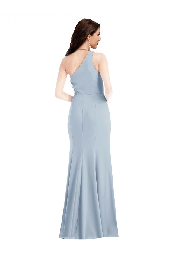 Trumpet One Shoulder Stretch Crepe Long Light Sky Blue Prom Dress Canada