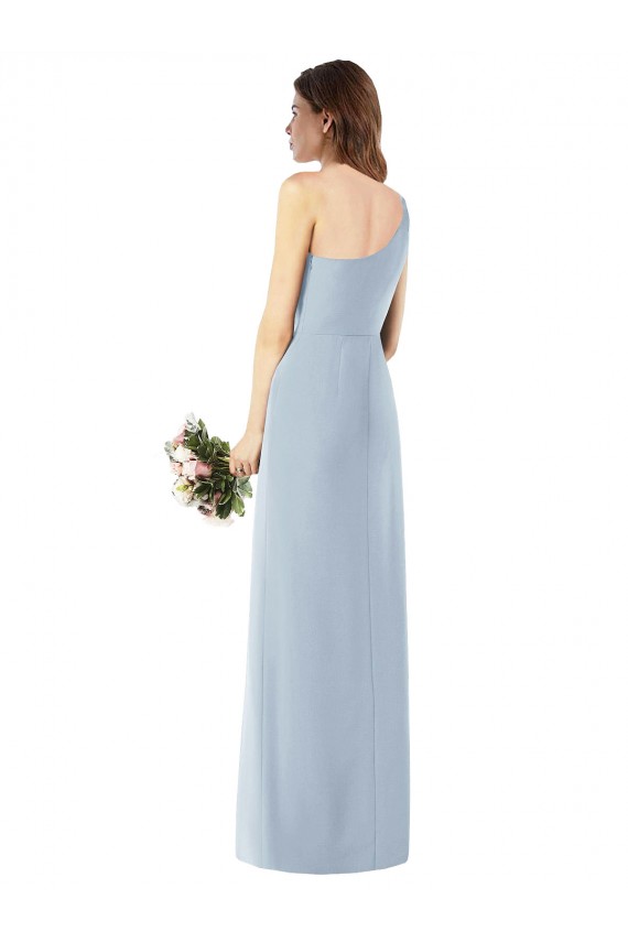 Trumpet One Shoulder Stretch Crepe Long Light Sky Blue Sleeveless Prom Party Dress Canada