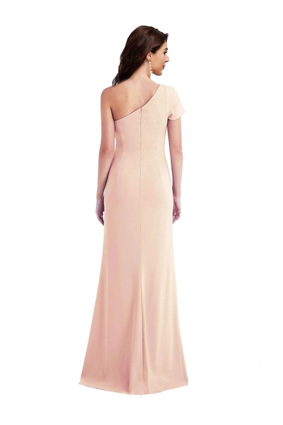 Trumpet One Shoulder Stretch Crepe Long Nude Prom Dress Canada