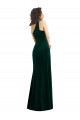 Trumpet One Shoulder Stretch Velvet Long Dark Green Black Tie Prom Dress Canada