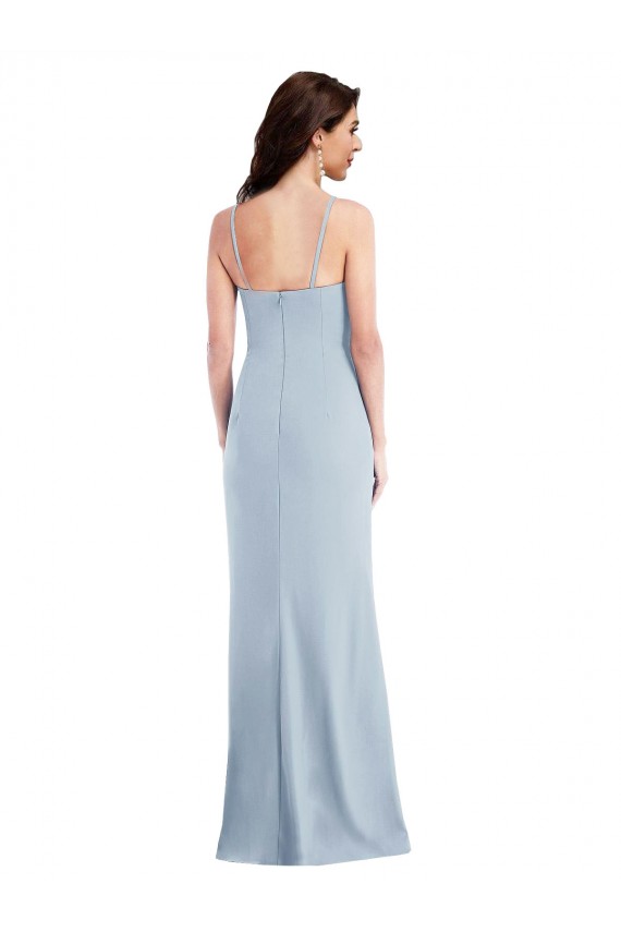 Trumpet Spaghetti Straps Stretch Crepe Long Light Sky Blue Prom Dresses Canada