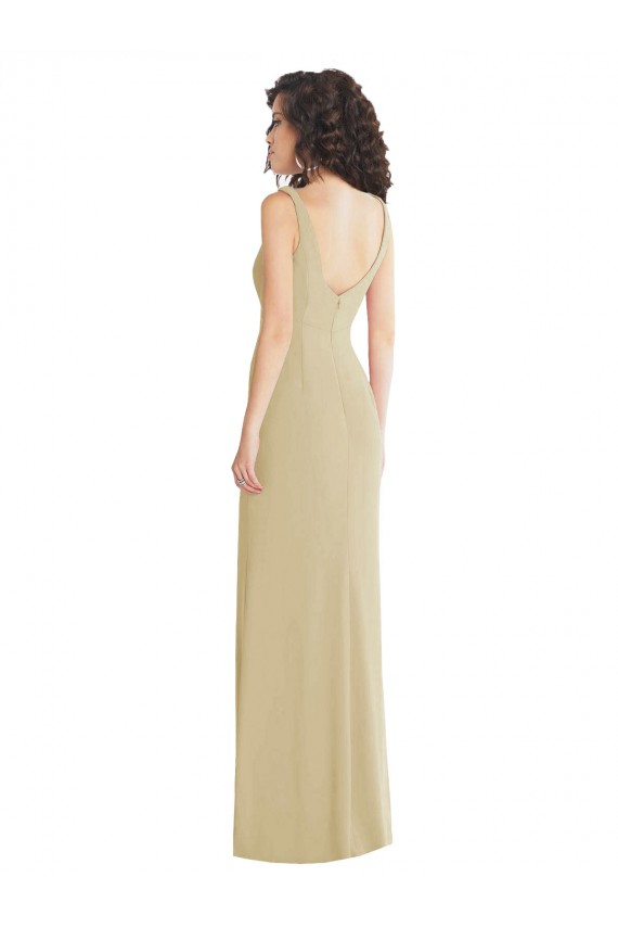 Trumpet Square Neck Stretch Crepe Long Champagne Prom Dress Canada