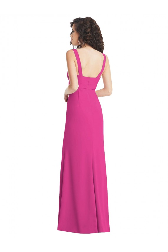 Trumpet Square Neck Stretch Crepe Long Fuchsia Prom Dress Canada