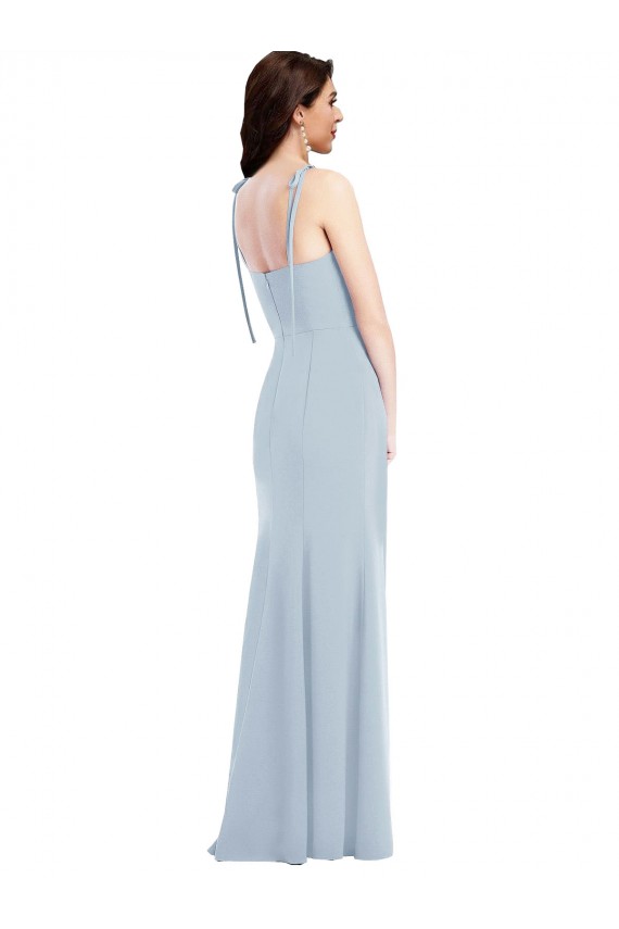Trumpet Strapless Stretch Crepe Long Light Sky Blue Sleeveless Prom Dress Canada