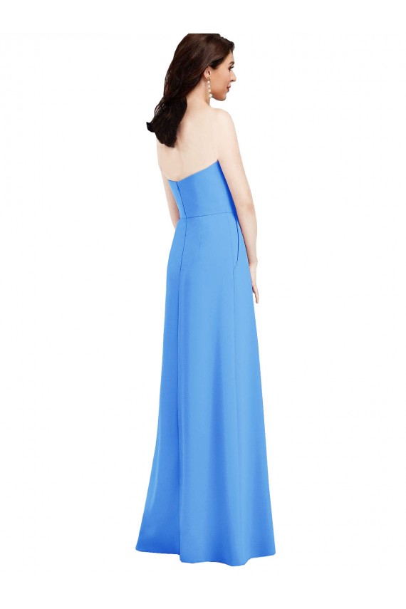 Trumpet Strapless Stretch Crepe Long Peacock Blue Prom Dress Canada