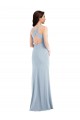 Trumpet V-Neck Stretch Crepe Long Light Sky Blue Sleeveless Prom Dress Canada