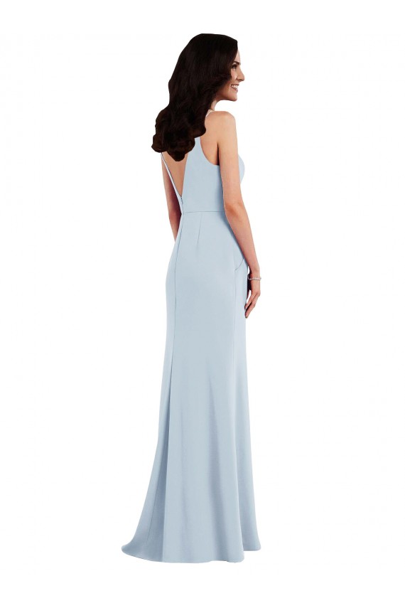 Trumpet Spaghetti Straps Stretch Crepe Long Light Sky Blue Prom Dress Canada
