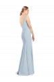 Trumpet V-Neck Crepe Long Light Sky Blue Sleeveless Prom Party Dress Canada