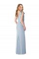 Trumpet V-Neck Stretch Crepe Long Light Sky Blue Prom Dress Canada