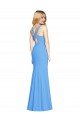 Trumpet V-Neck Stretch Crepe Long Peacock Blue Prom Dress Canada