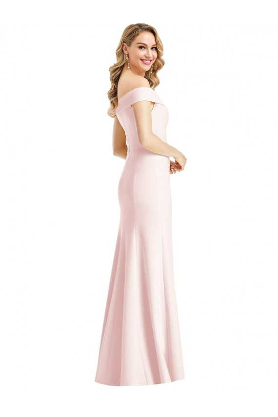 Trumpet Off the Shoulder Stretch Crepe Long Pink Prom Dress Canada