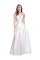 A-Line Strapless Stretch Satin Long White Prom Dress Canada