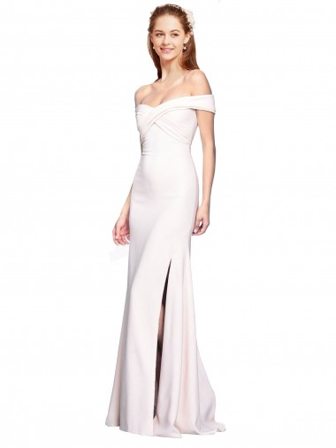 Mermaid Off the Shoulder Stretch Crepe Long White Prom Dress Canada