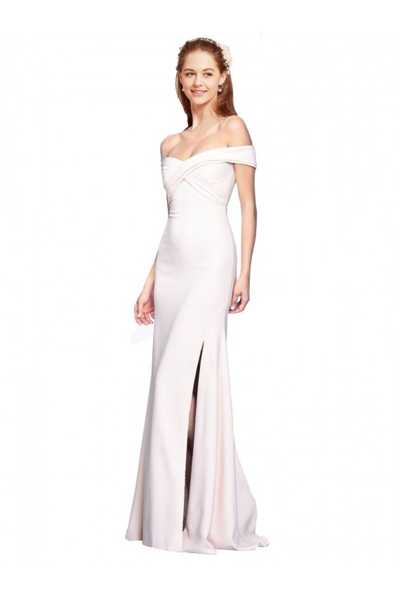 Mermaid Off the Shoulder Stretch Crepe Long White Prom Dress Canada
