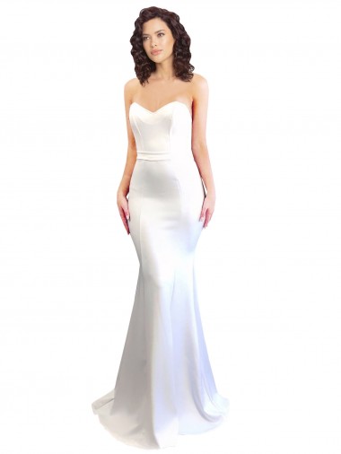 Mermaid High Neck Stretch Crepe Long White Prom Dress Canada