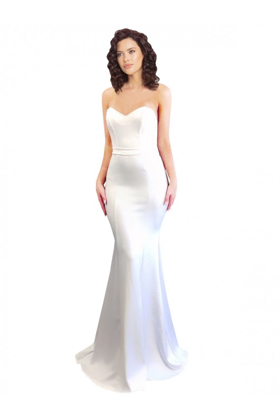 Mermaid High Neck Stretch Crepe Long White Prom Dress Canada