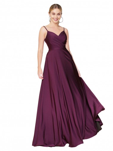 A-Line High Neck Stretch Crepe Long Wild Berry Prom Dress Canada